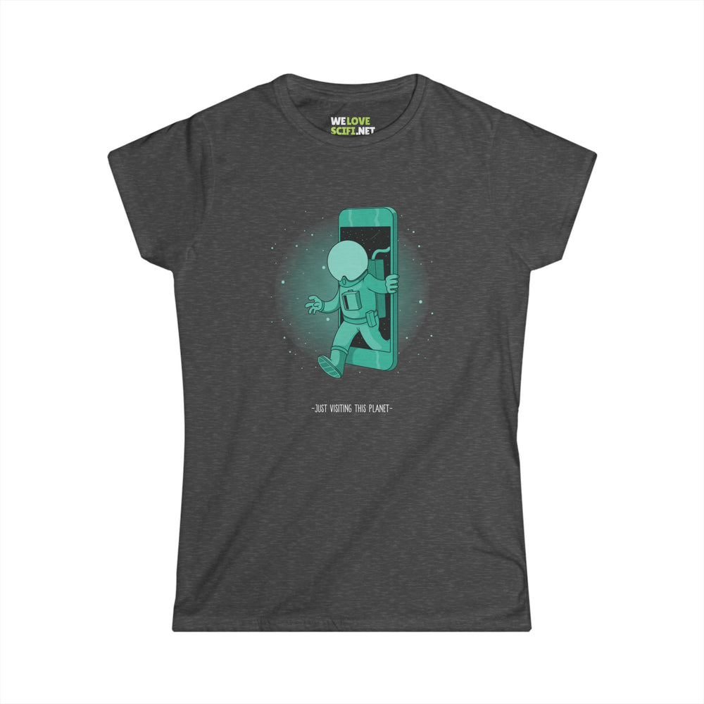 Visiting This Planet Funny Astronaut Woman's Tee-welovescifi.net