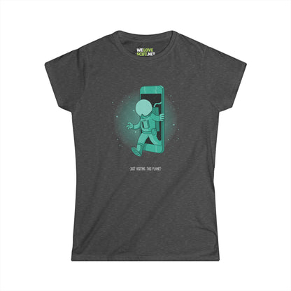 Visiting This Planet Funny Astronaut Woman's Tee-welovescifi.net