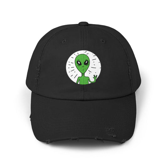 Alien Distressed Cap - Stay Weird Unisex Sci-Fi Hat