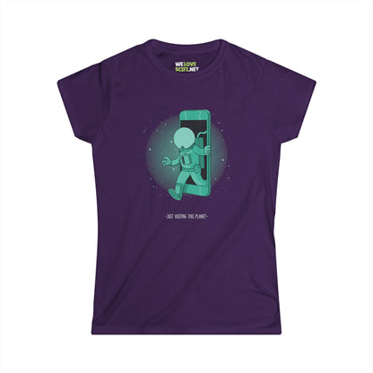 Visiting This Planet Funny Astronaut Woman's Tee-welovescifi.net