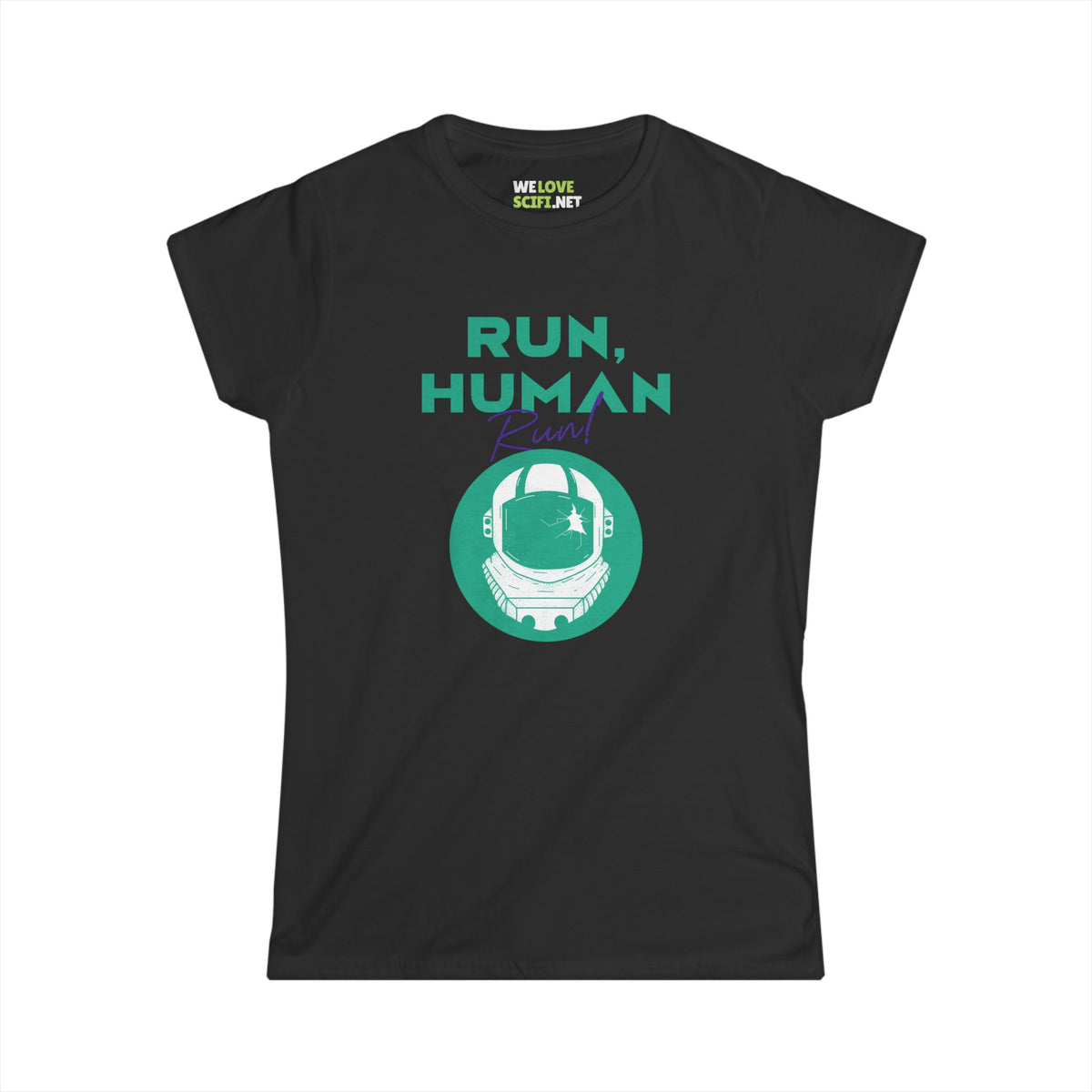 funny astronaut tee-Run Human Run Funny Astronaut Women Tee