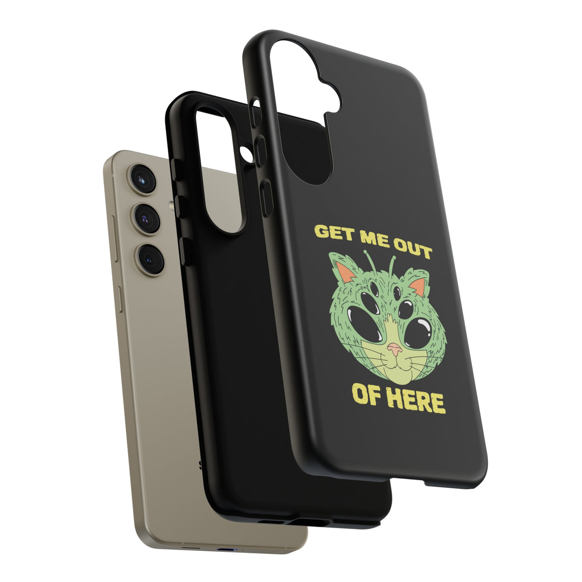 Get Me Out Of Here Funny UFO Sci-Fi Cat Tough Samsung Cases