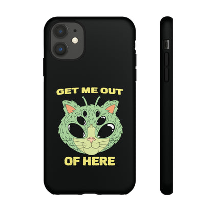 Out Of Here Funny UFO Cat Sci-Fi Tough iPhone Mobile Cases