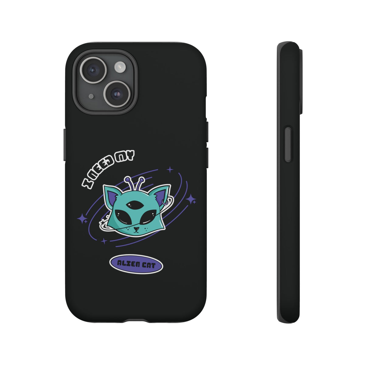 Alien Cat iPhone Case | Funny UFO Sci-Fi Tough Mobile Cover