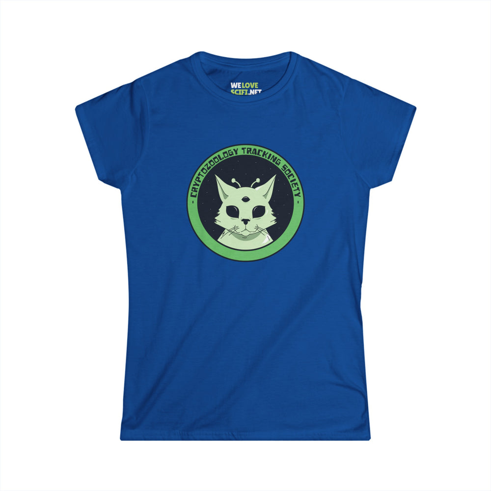 Cryptozoology Tracking Society Funny Cat Alien Woman's Tee