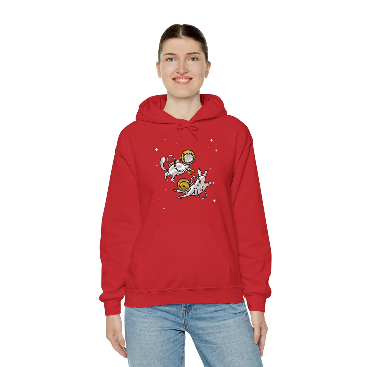 Space Buddies Hoodie - Funny Dog and Cat Astronaut Sci-Fi