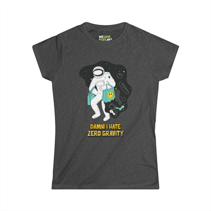 Zero Gravity Funny Astronaut Woman's Tee-welovescifi.net