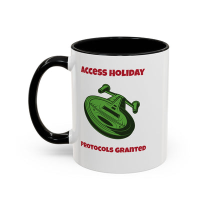 Access Holiday Protocols Funny SciFi Christmas Accent Mug-welovescifi.net