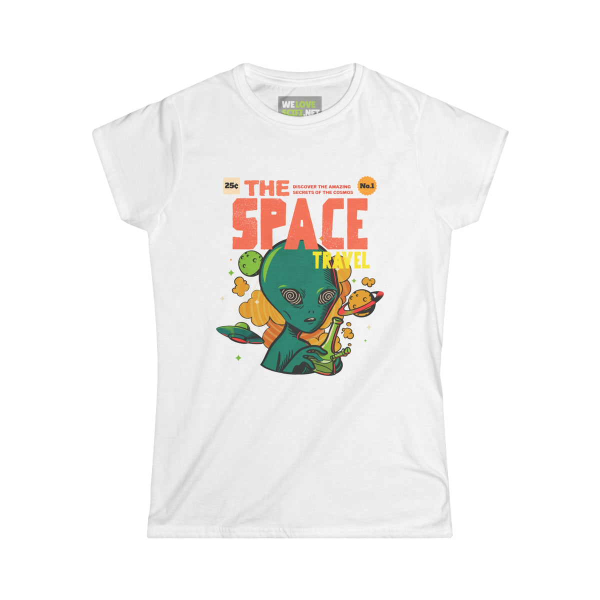 Retro Sci-Fi T-Shirt: Space Travel Comic Alien Women's Tee