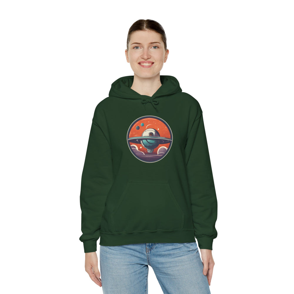 Here to Stay Space Art Hoodie – Sci-Fi Style Apparel