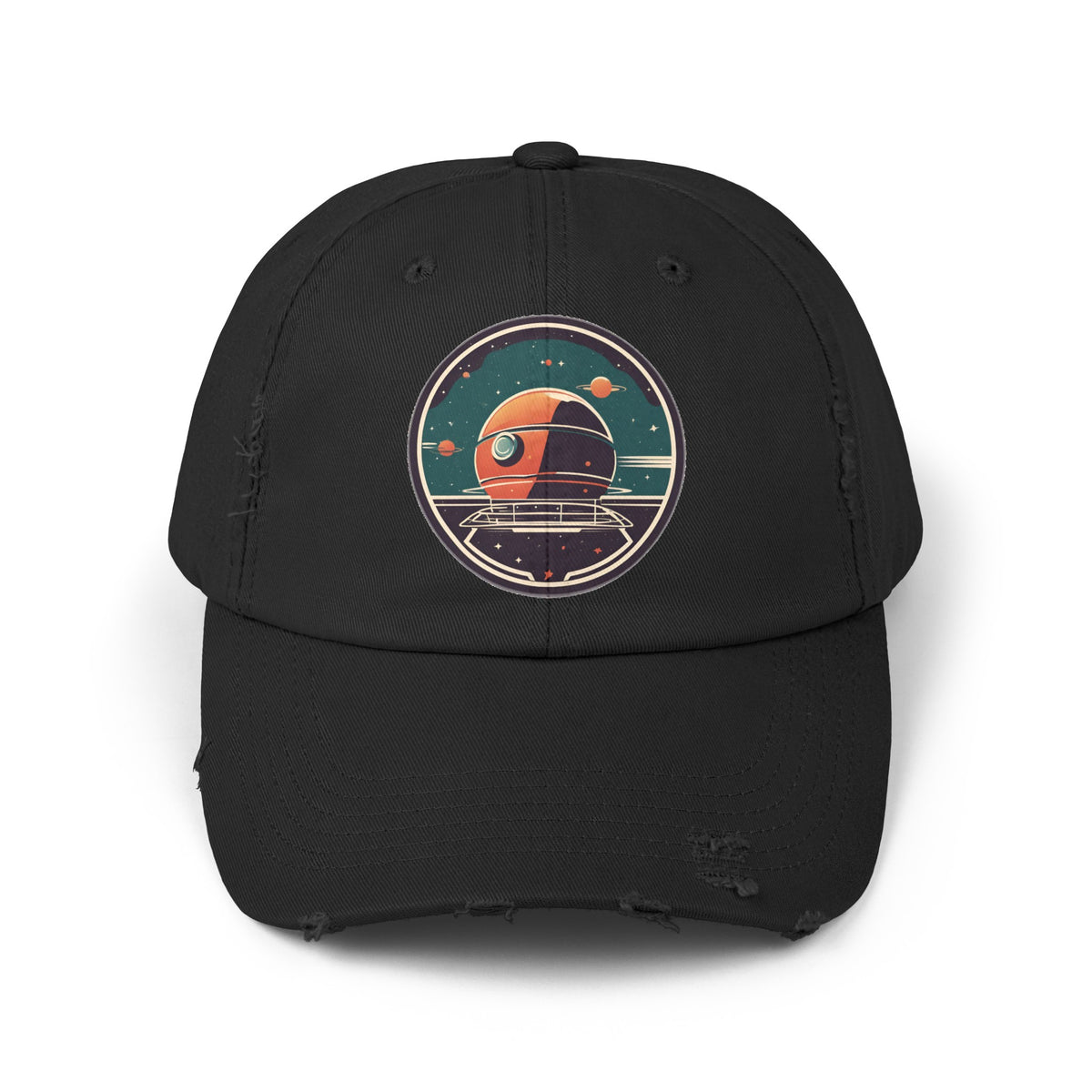 Space Station No283 Retro Unisex Distressed Cap