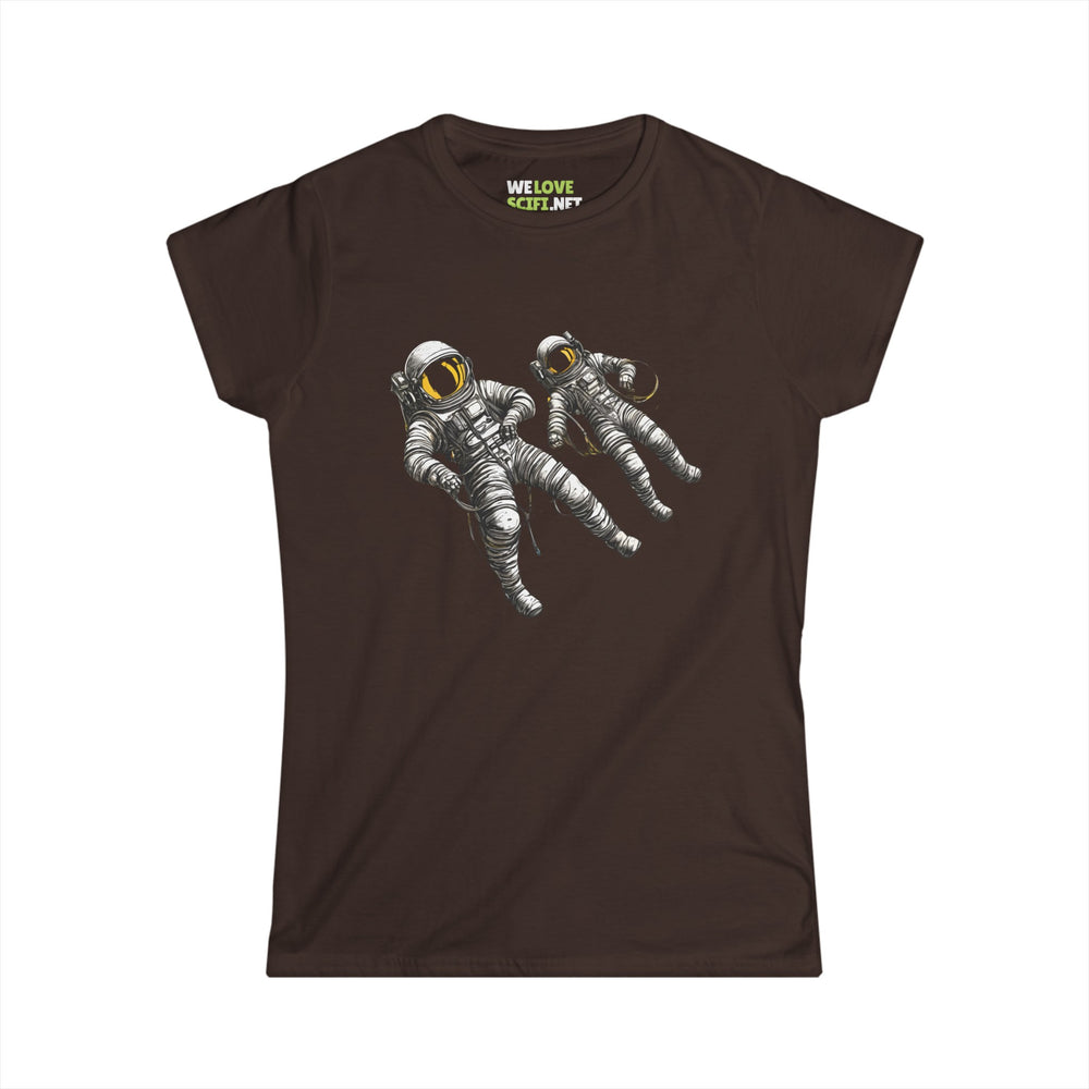 Astronauts Floating SciFi Woman's Tee-welovescifi.net