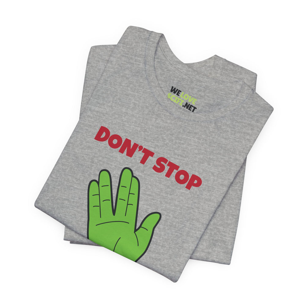 Don’t Stop Believing Funny Spock Christmas Unisex Tee-welovescifi.net