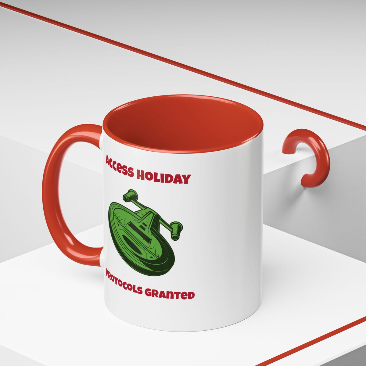 Access Holiday Protocols Funny SciFi Christmas Accent Mug-welovescifi.net