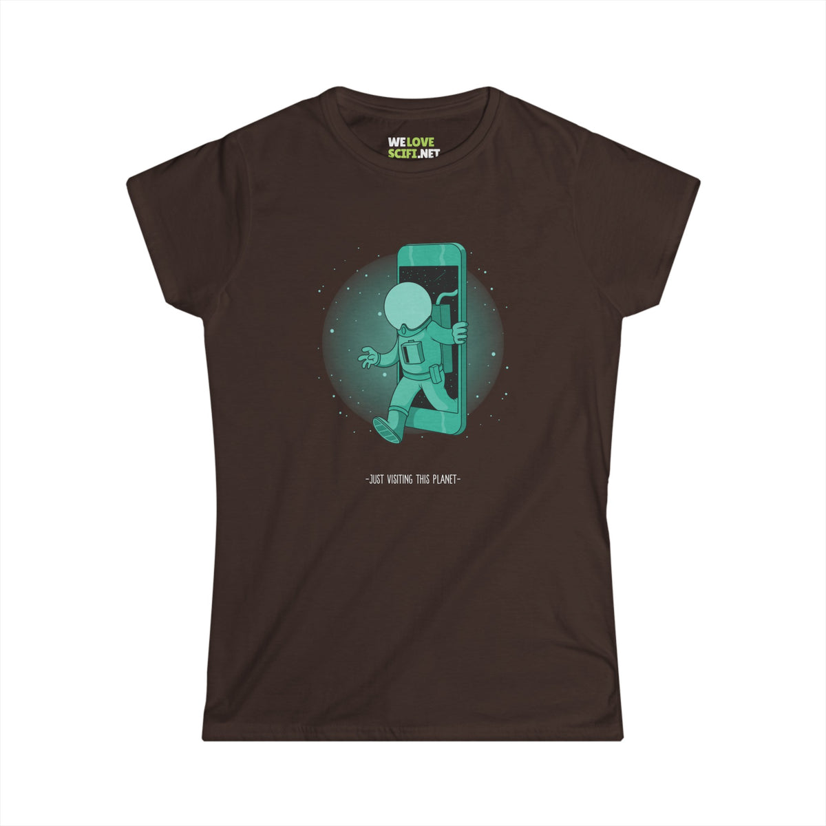 Visiting This Planet Funny Astronaut Woman's Tee-welovescifi.net