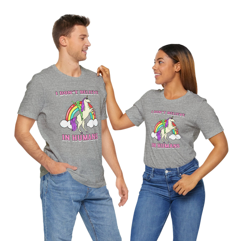 Humans Unicorn UFO Sci-Fi T-Shirt - Sci-Fi T-Shirt