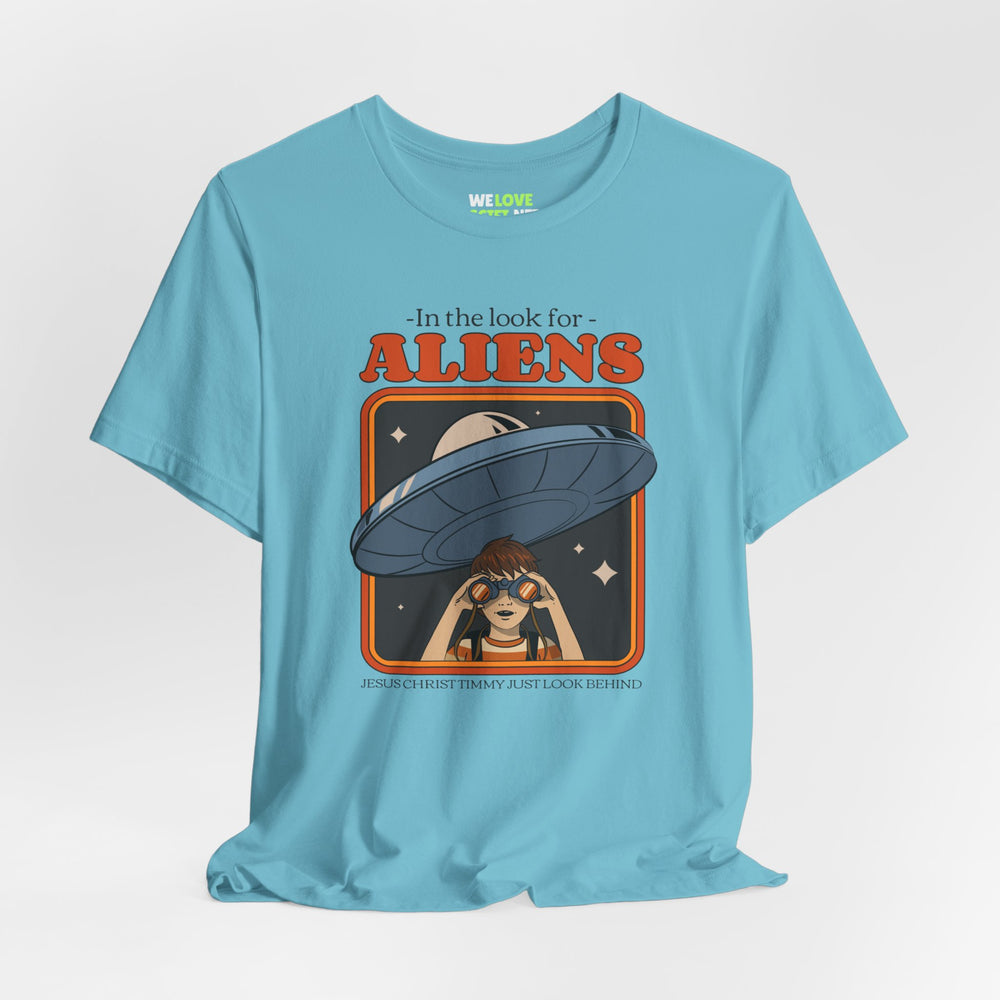 ufo sci-fi t-shirt-Just Look Behind UFO Sci-Fi T-Shirt