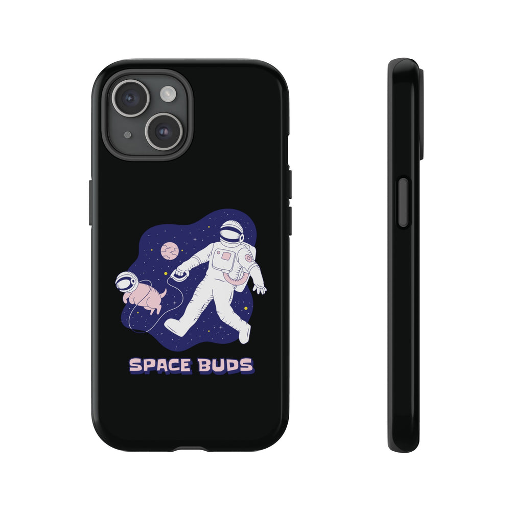 Space Buds iPhone Cases Fun Sci-Fi Astronaut & Dog Covers