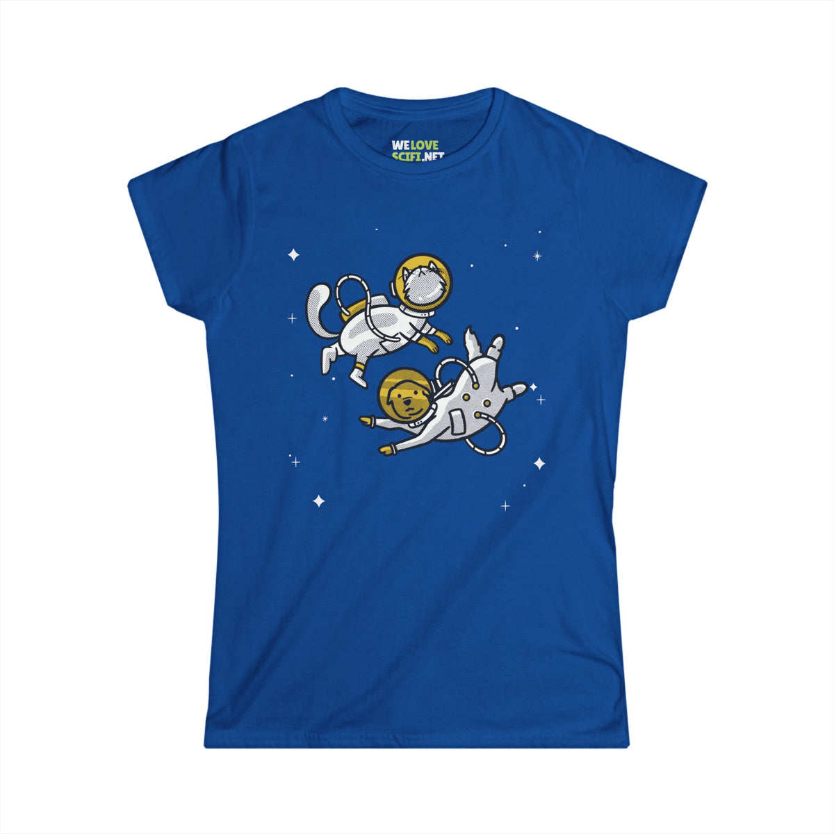 Funny Cat And Dog Astronaut Woman's Tee-welovescifi.net