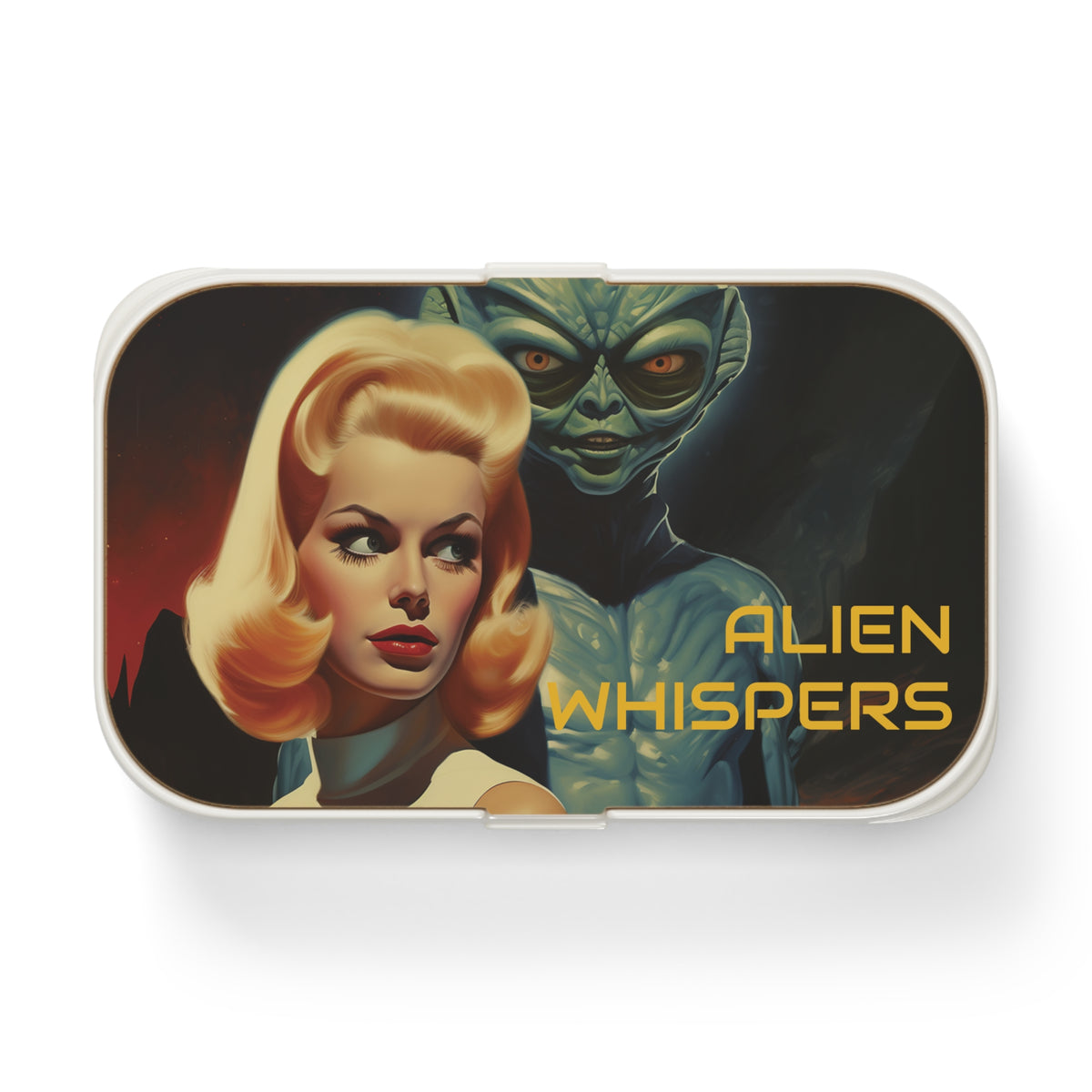 Alien Whispers Retro Comic Alien Bento Lunch Box-welovescifi