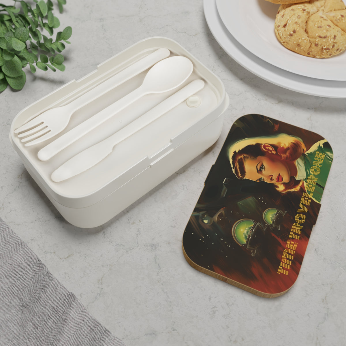 Time Traveler One Retro UFO Poster Bento Lunch Box-welovescifi.net